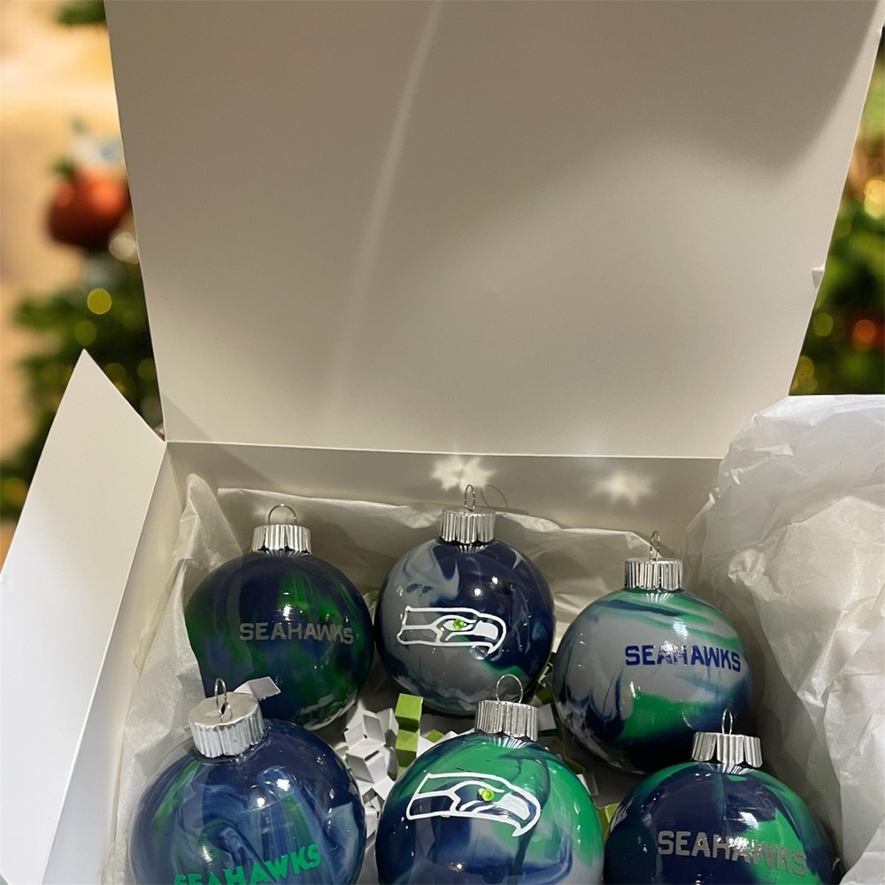 Seattle Seahawks Holiday Ornament Set - Blue and Green - Picture 2 of 6